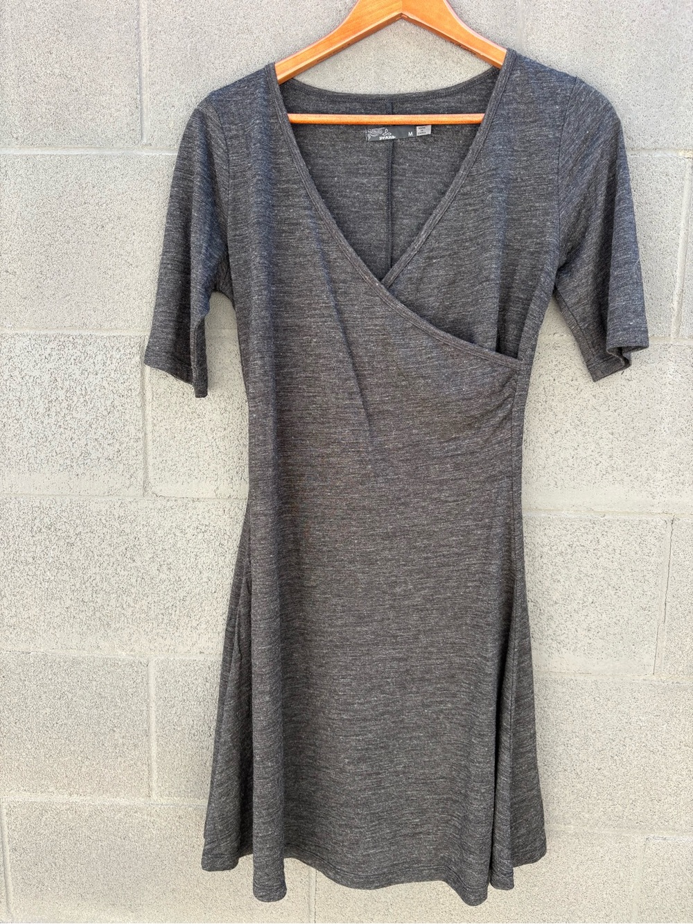 Prana Charcoal Gray Wrap-Style Midi Dress